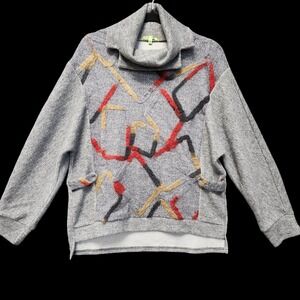 Trisha Tyler Sweater Womens S Oversized Soft Textured Knit Gallery Chic Abstract